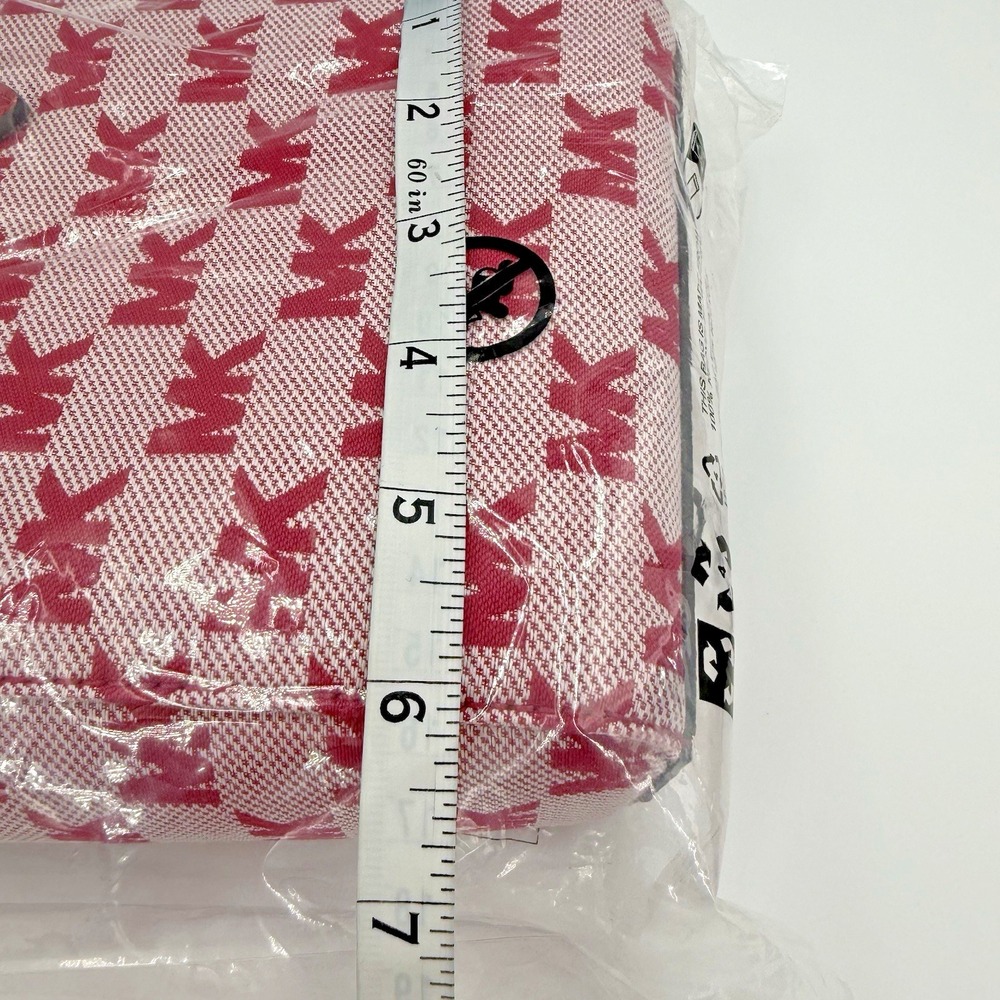 Michael Kors Vincent Extra Small Logo Jacquard Tote Bag Card Case Raspberry NWT - Picture 13 of 14